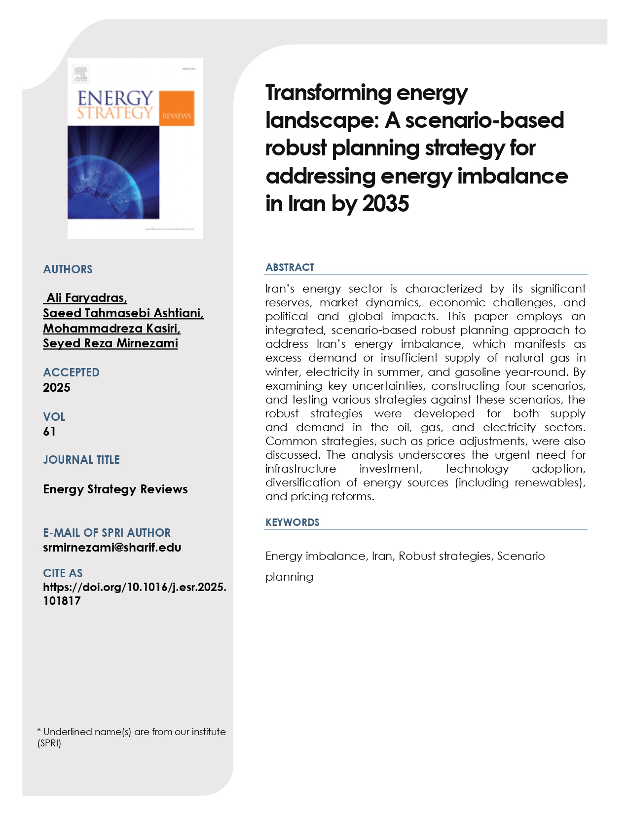 Transforming energy landscape: A scenario-based robust planning strategy for addressing energy imbalance in Iran by 2035